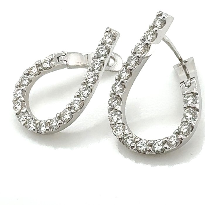 耳环 - 白金 -  1.75ct. 圆形 钻石 