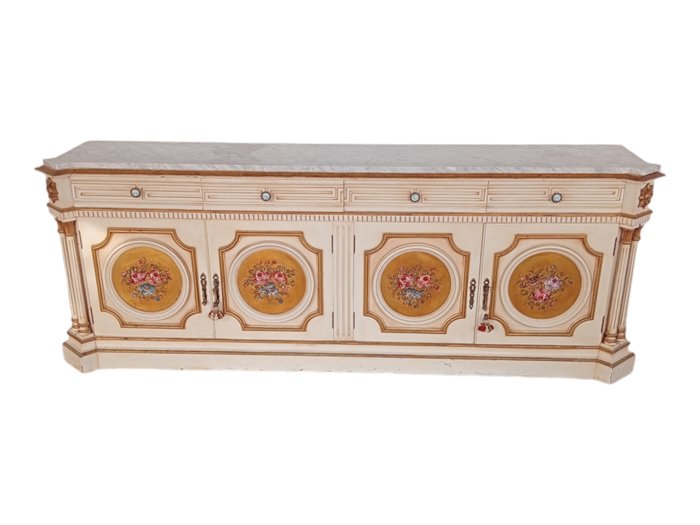 Sideboard - Holz, Marmor, Messing