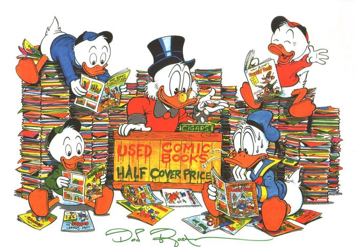 Don Rosa - Uncle Scrooge - "Used Comic Books" - Signed Print by Don Rosa