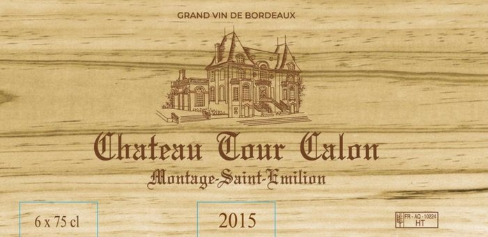 2015 Château Tour Calon , 1er des Tours. - Saint-Émilion - 12 Garrafas (0,75 L)