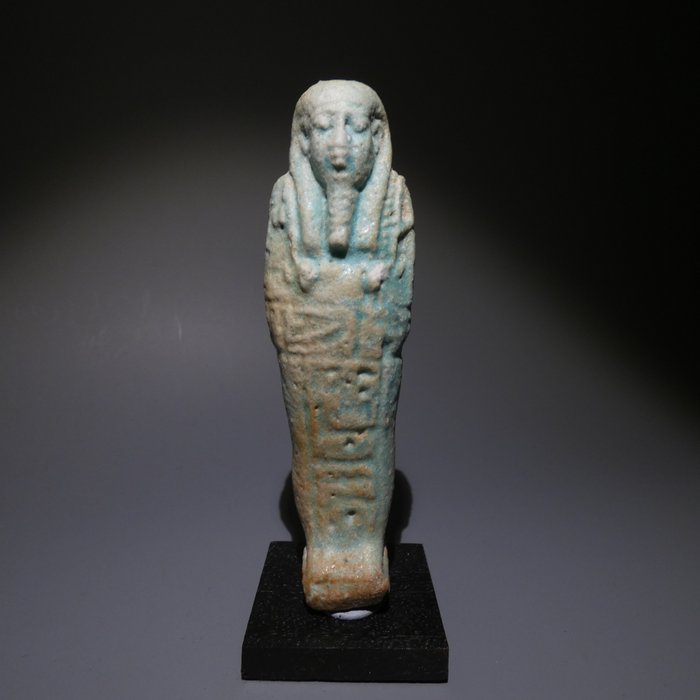 Muinainen Egypti Fajanssi, Shabti. Korkeus 11 cm. 664 - 332 eaa Figuuri