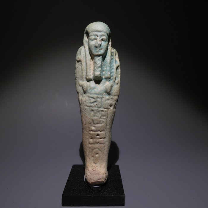 古埃及 Faience, 沙卜蒂。 11.5 公分高。晚期，西元前 664 - 332 年 小雕像