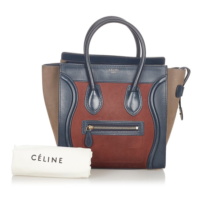 Céline - Micro Luggage Tricolor Suede Tote Bag Schultertasche