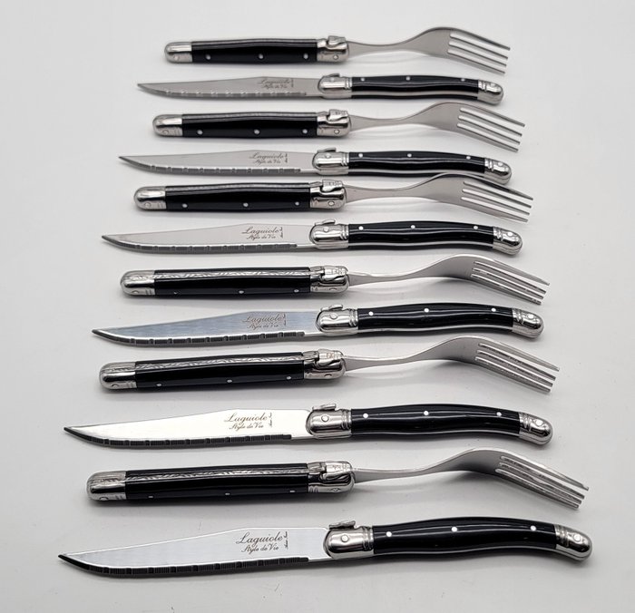 Laguiole Style de Vie - 餐具套裝 (12) - 6 把刀和 6 把叉 - 鋼（不銹鋼）, ABS