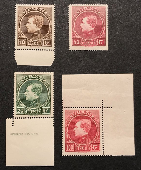 比利时 1929 - 伟大的蒙特内斯 - 完整系列 - 邮件新鲜 - COB 289-292