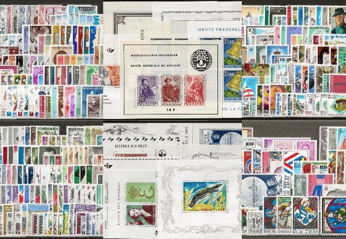 比利时 1960/1969 - 10 卷完整卷，附有积木和积木邮票（无小册子） - OBP/COB 1121/1522 + BL32/46