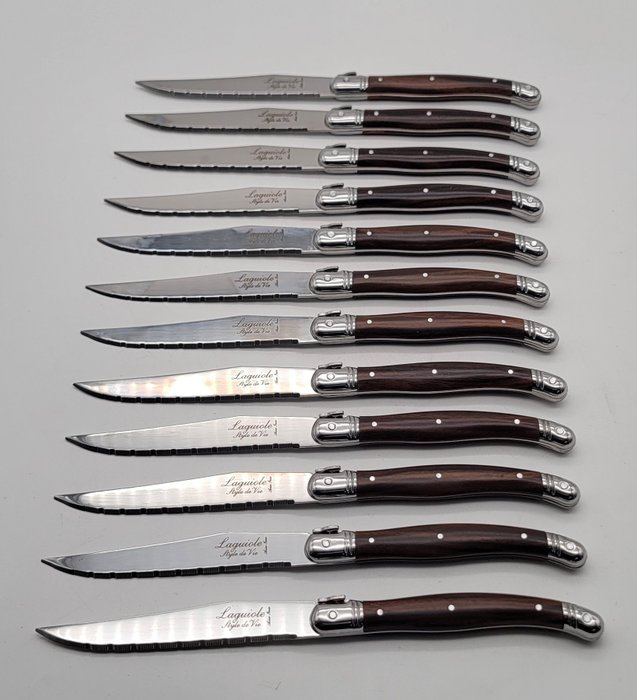 Laguiole style de Vie - Conjunto de facas de mesa (12) - 12 facas para bife - Aço (aço inoxidável), abdômen