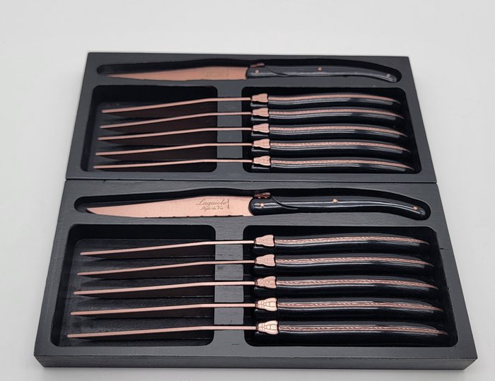 Laguiole Style de Vie - Servizio di coltelli da tavola (12) - 12 coltelli da bistecca color rame - Acciaio (inossidabile)