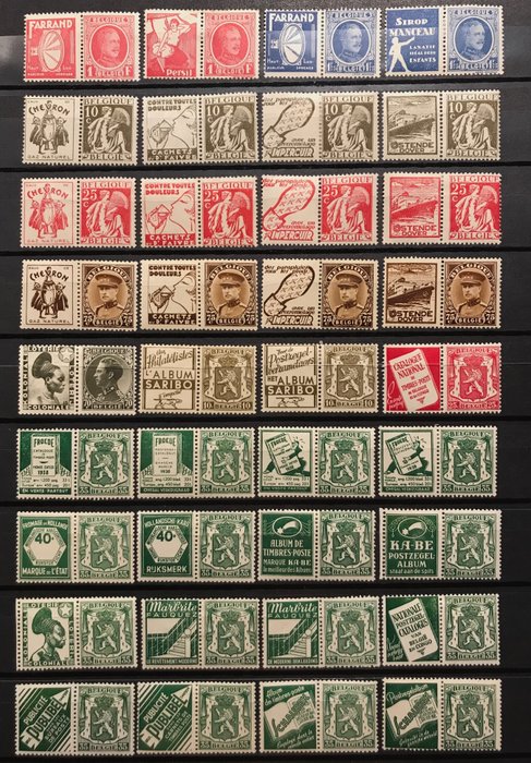 Bélgica 1930/1978 - Colección de sellos publicitarios: con muchas series/combinaciones difíciles - PU