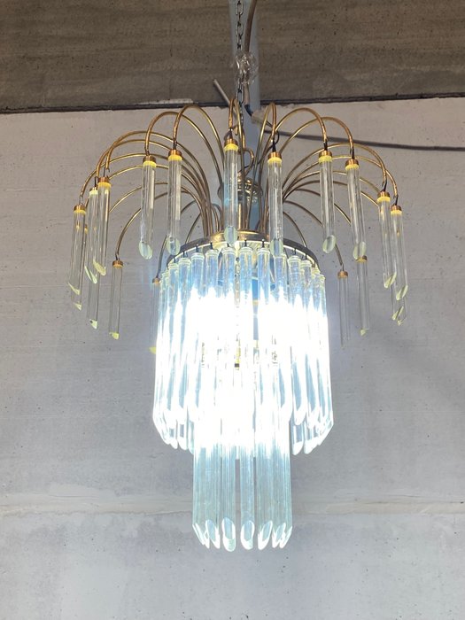 Lampadario - lampadario con cristalli stile murano - Bronzo, Cristallo