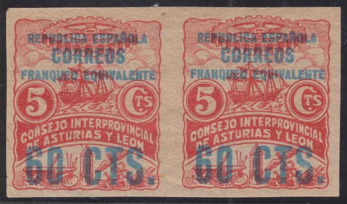 Spanje 1937 - Asturië en León. Verschillende redenen. - Edifil 10s/d