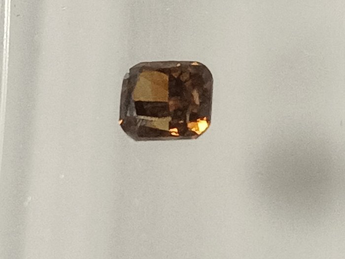 1 pcs Diamond - 0.36 ct - Square - fancy dark brown yellowish orange - VS2
