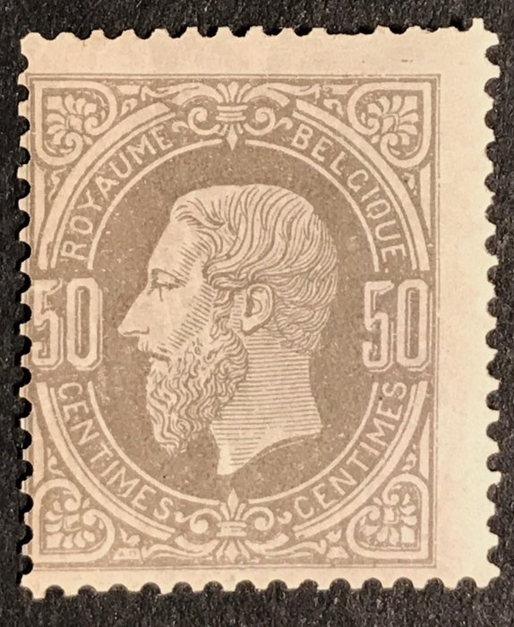Belgia 1875 - Wizerunek Leopolda II 50c Szary - OBP/COB 35