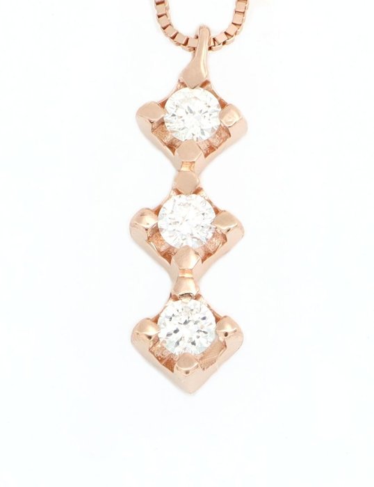 Necklace with pendant - 18 kt. Rose gold Diamond  (Natural) 