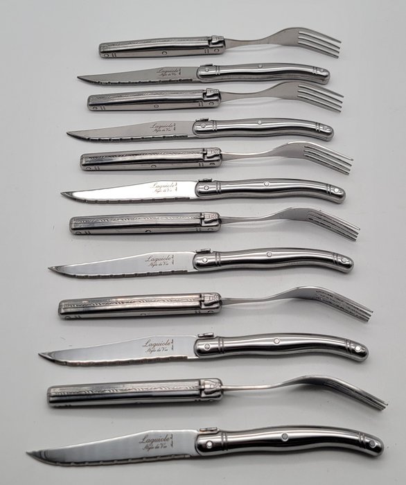 Laguiole Style de Vie - Besteck (12) - 6 Messer und 6 Gabeln - Stahl (rostfrei)