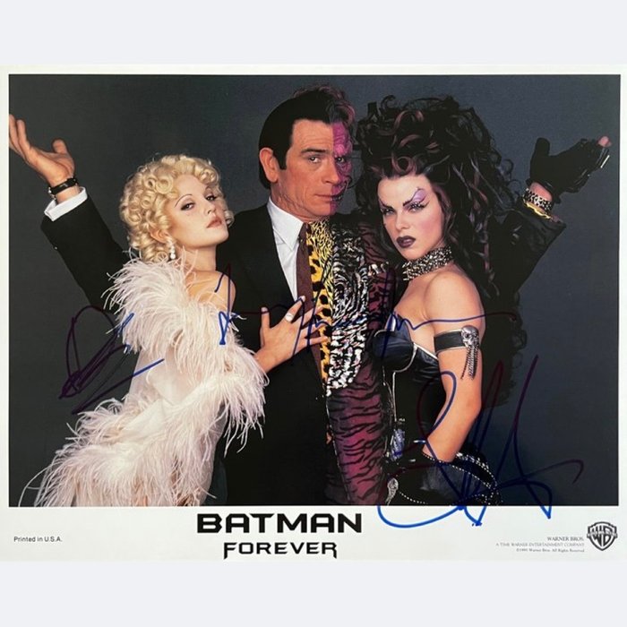 Batman Forever - Triple Signed by Drew Barrymore, Tommy Lee Jones and Debi Mazar
