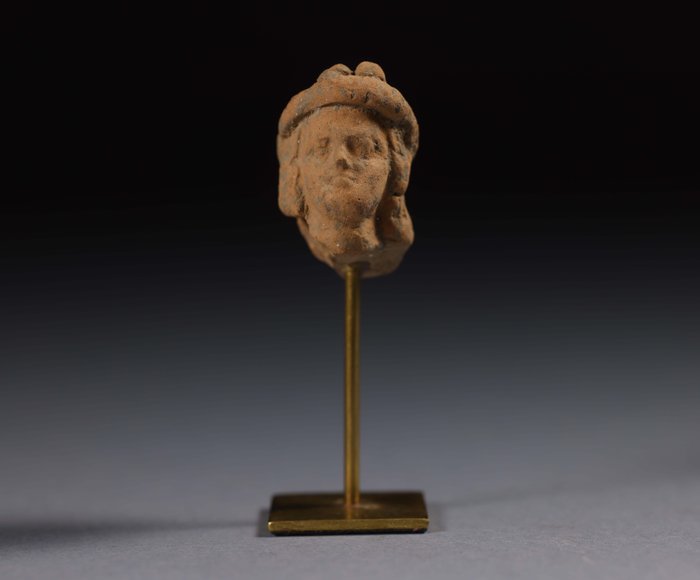 Antico Greco Terracotta testa femminile - 3.5 cm