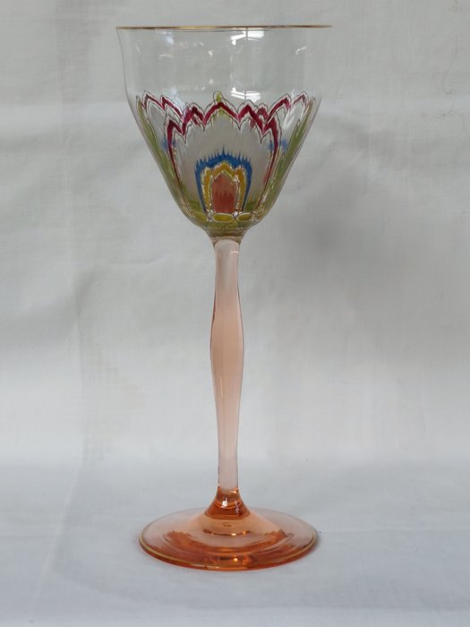 Theresienthal - Copo de vinho - Taça de vinho com pintura em esmalte de flores