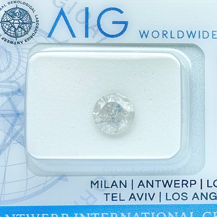 1 pcs 鑽石 - 0.95 ct - 圓形 - H(次於白色的有色鑽石) - I2, No Reserve Price!