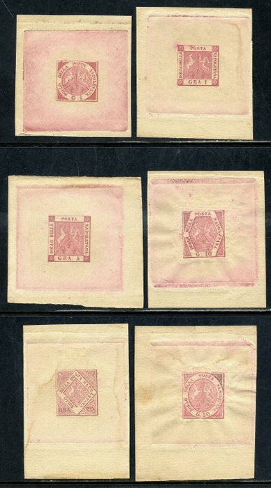 Italian Ancient States - Naples 1898 - Reprints from the original matrices, 6 sheets. Certificates - Sassone R1/R6