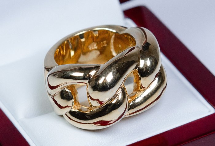 Ohne Mindestpreis - massiv - 42 gr - Ring - 925 Silber, vergoldet 