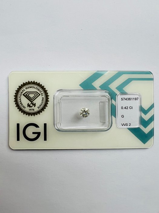 1 pcs 鑽石 - 0.42 ct - 明亮型 - G - VVS2, Ex Ex Ex