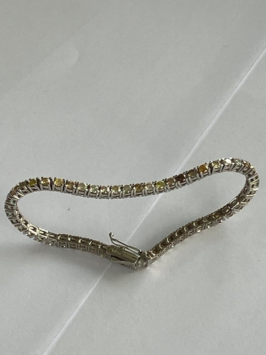 Tennis bracelet - 14 kt. White gold -  4.08 tw. Diamond  (Natural) 