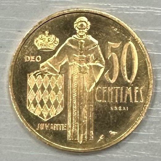 Mónaco. 50 Centimes 1962 Rainier III. Essai en or