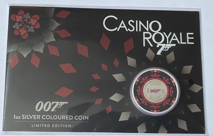 Tuvalu. 1 Dollar 2023 James Bond 007™ - Casino Royale Casino Chip, 1 Oz (.999)  (No Reserve Price)