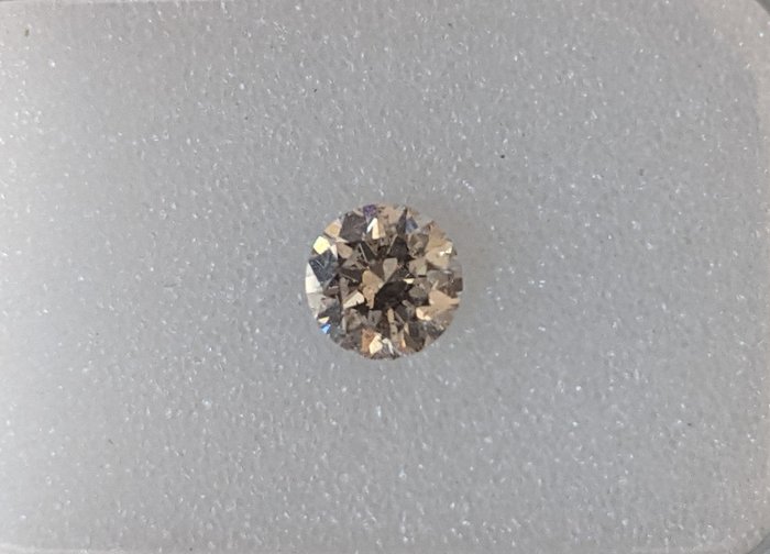 鑽石 - 0.30 ct - 圓形 - J(極微黃、從正面看是亮白色) - 淡啡色 - SI2, No Reserve Price