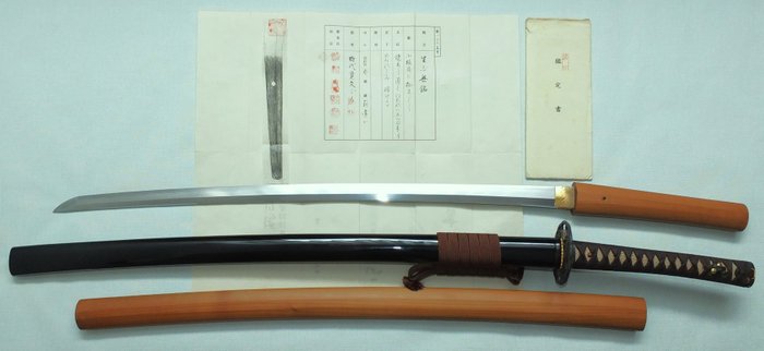 Katana - mumei, Kaga Ietsugu-NTHK Papiere - Japan - 1661
