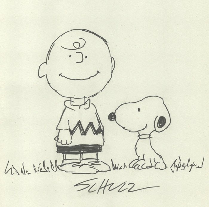 Schulz, Charles M. - 1 Original drawing - Peanuts / Snoopy - Snoopy & Charlie Brown