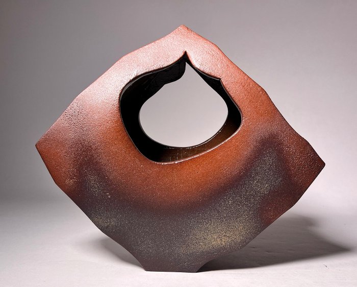 Hermoso jarrón de cerámica - Cerámica - 二代目 藤本陶津 The second-generation Fujimoto Tōshin (1914-2009) - Japón - Periodo Shōwa (1926-1989)