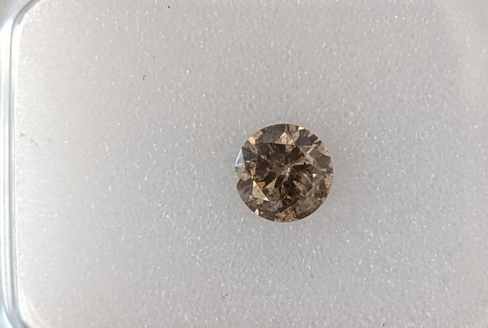 Diament - 0.35 ct - okrągły - Fancy Greyish Yellowish Brown - I2 (z inkluzjami), No Reserve Price