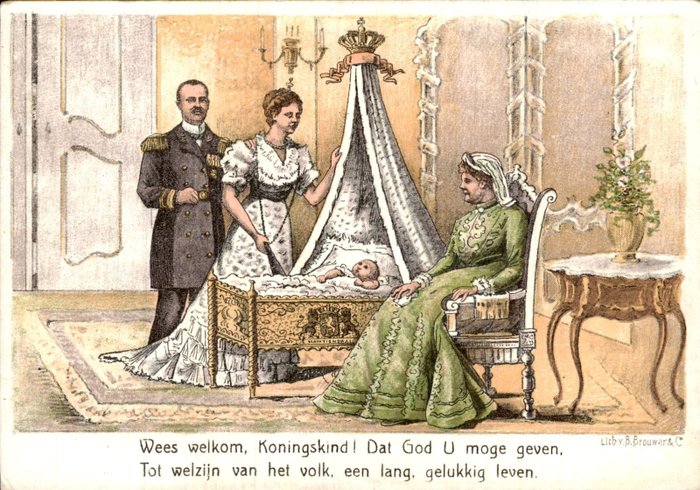 荷兰 - 王族, 王室 - 王室 - 带照片卡 - 明信片 (94) - 1900-1960