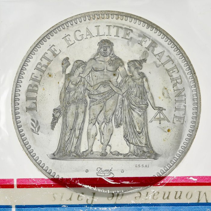 Frankreich. Fifth Republic. 50 Francs 1974 Hercule. Essai en argent