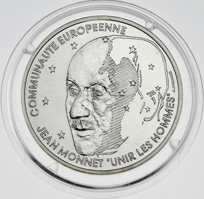 Ranska. Fifth Republic. 100 Francs 1992 Jean Monnet. Essai en argent
