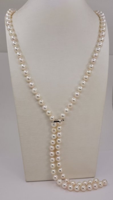 Halskette 8x8,5mm Doppel-Akoya-Perle 