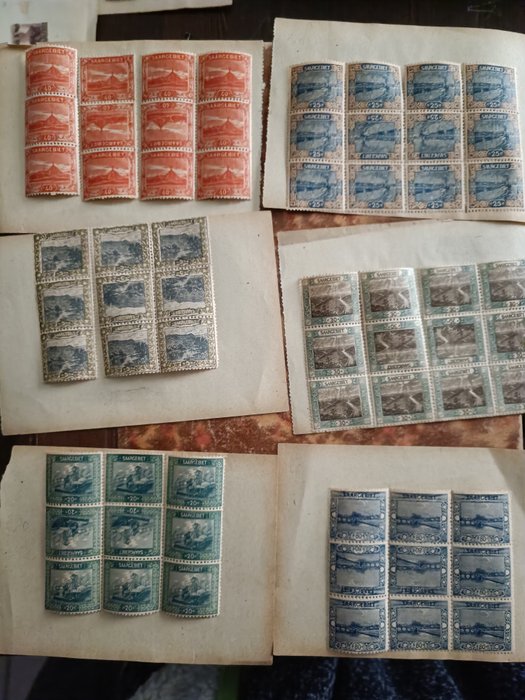 Saargebiet 1920 - Briefmarken im Bogen mit Kopf-an-Schwanz - Saargebiet