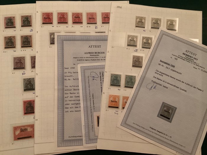 Territorio de la Cuenca del Sarre 1920 - Germania con impresión: colección especializada de tipos, casi completa - aprobada por BPP - Michel 1/17