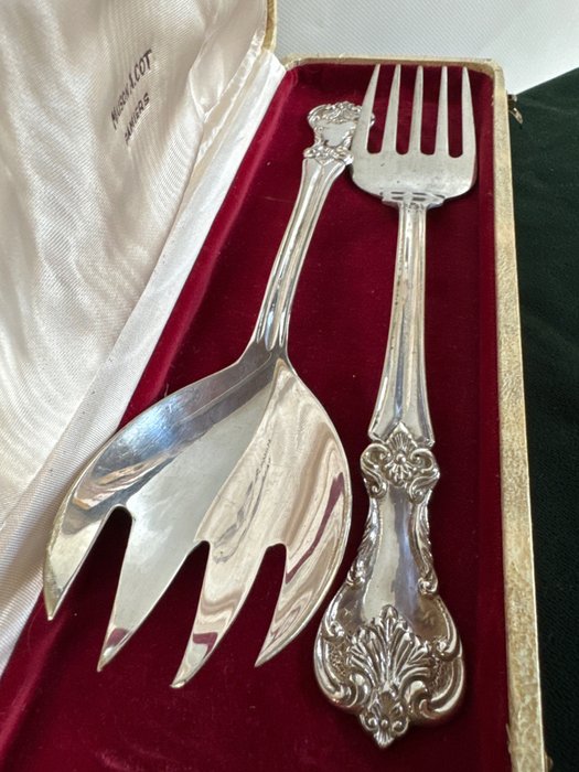 Salad servers (2) - Silver-plated - 1950-1960