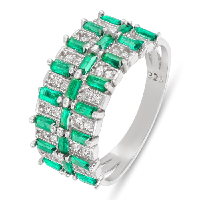 No Reserve Price Ring - Silver Emerald 