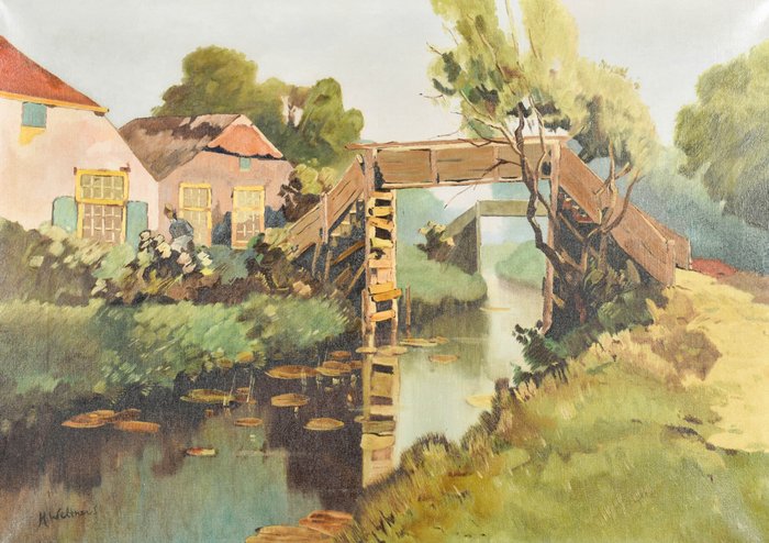 Henk Welter (1885-1947) - Landschap Giethoorn