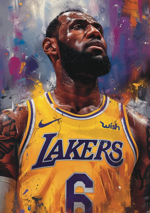 洛杉磯湖人 - NBA - LeBron James | Los Angeles Lakers | NBA Graffiti Edition  Limited Edition 4/5 w/COA - 2023 Artwork 