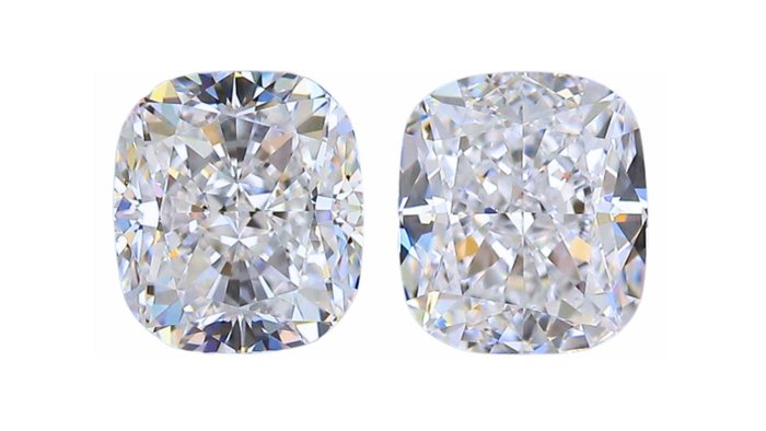 2 pcs Diamant  (Naturelle)  - 1.40 ct - Coussin - D (incolore) - VVS1 - International Gemological Institute (IGI) - Paire de coupe idéale