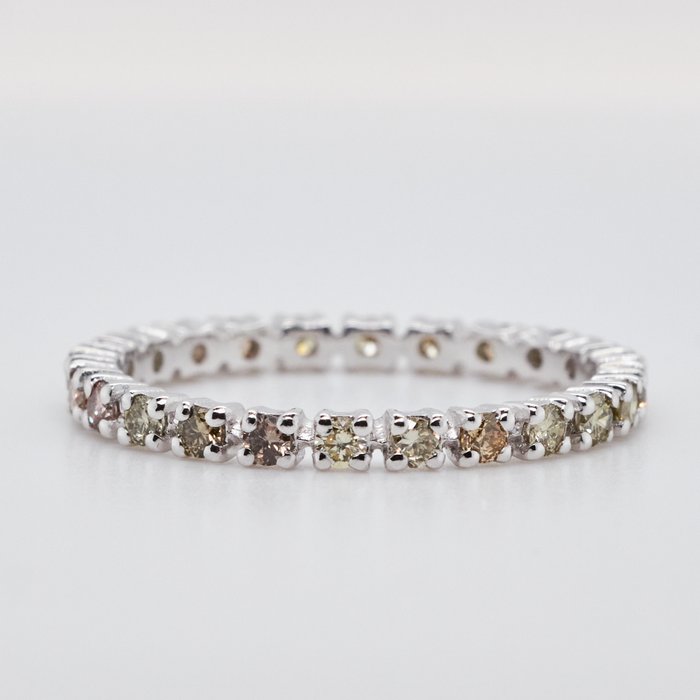 No Reserve Price - 0.61 tcw - Light to Fancy Mix Yellow - 14 kt Weißgold - Ring Diamant