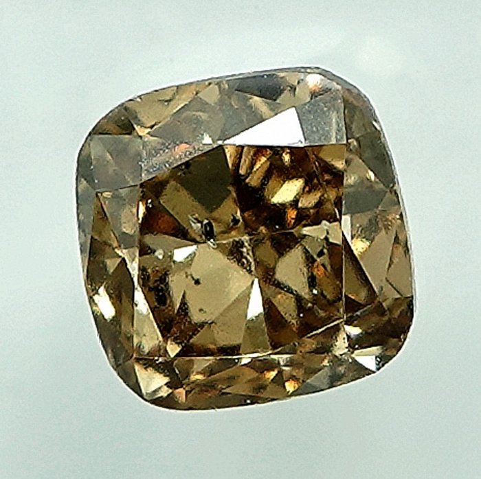 Diamant - 0.73 ct - Asscher - Natural Fancy Intense Yellowish Brown	 - SI2