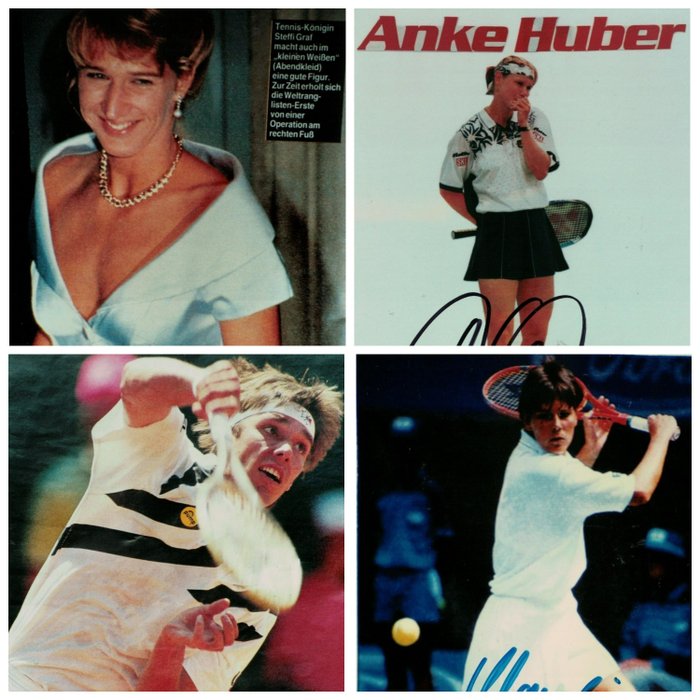 Steffi Graf, Michael Stich, Claudia Porwik, Anke Huber - Germany - Tennis - Signed Photos