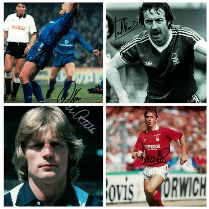 Kerry Dixon, Nigel Jemson, Len Cantello, Frank Clarke - England - Football Legends - Signed Photos