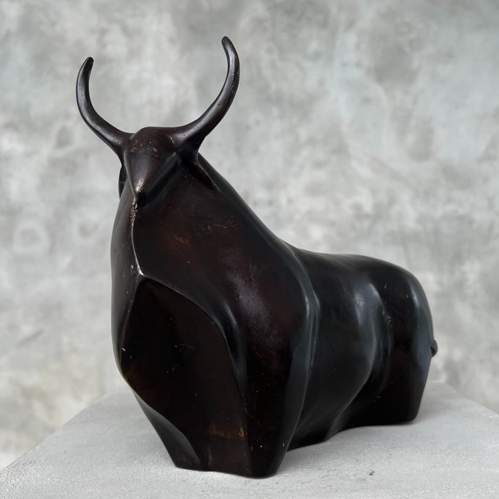 Escultura, NO RESERVE PRICE - Abstract Bull Sculpture - 15 cm - Bronze